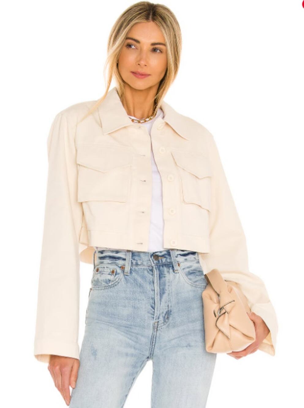LOVERS + FRIENDS Angeles Cropped Jacket Medium Ivory Utility Revolve Minimalist